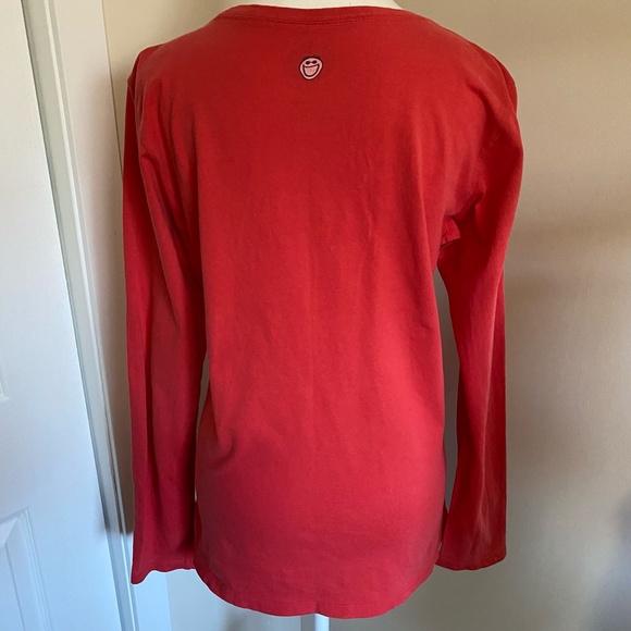 Life Is Good Red Cotton Peace Love Holiday Festive Long Sleeve T-Shirt-Sz-M - Picture 5 of 16